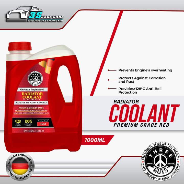 THREE GUYS Radiator Coolant Red – Premium Grade | Car Engine Coolant | German Engineered