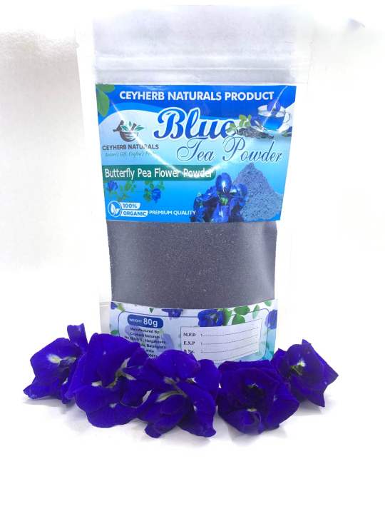 100% Organic, Pure Blue Butterfly Pea Flower Powder (80g) Herbal Tea ...