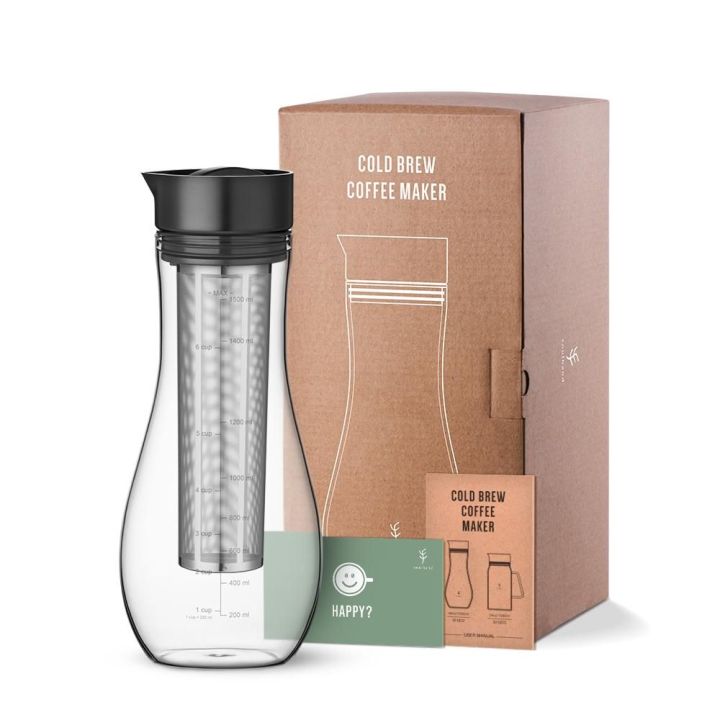 Soulhand Cold Brew Coffee Maker, Iced Coffee Maker with Airtight Lid, Cold Brew Pitcher with Removable Stainless Steel Filter for Ready To Drink Iced Coffee Hot Tea Fruit Beverage Brewing-48oz/1.5L