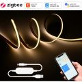 USB Tuya Zigbee COB LED Strip Light 5V 1M 2M 3M 4M 5M 3000K 4000K 6000K Dimmable Tape Lamp Room Decor for Alexa  Assistant. 
