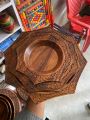 Hand-carved Wooden plate set of 3. 