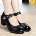 Spring/autumn New Pointed Head Square with Solid Color Thick Heel Shoes Fashion Comfortable  Casual Banquet Women's Shoes. 
