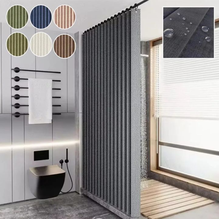 Magnetic Folding Shower Curtains Polyester Waterproof Fabric Shower Curtains Suitable for Family Bathroom Use
