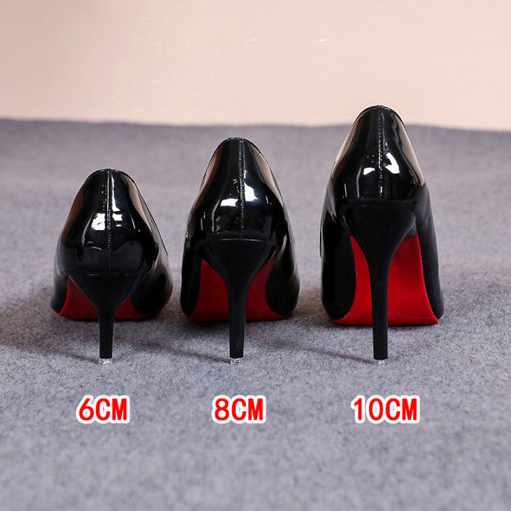 Pointed Toe Patent Leather High Heels Temperament Girl Red Sole Party Dress Stiletto Pumps Classic Black Work Single Shoes