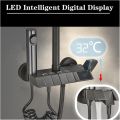 Piano Key Shower Set Gray Bathroom Digital Display Faucet Shower System Set Bathtub Hot and Cold 4 Functions Tap Shower Set,Grey 4 Mode LED. 