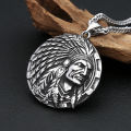 Gothic Vintage Stainless Steel Indian Chief Head Pendant Necklaces For Men Biker Classic Ethnic Style Jewelry s Wholesale. 