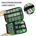 1pc Black Green Storage Bag Electronic Accessory Organizer Portable Usb Data Cable Charger Plug Travel Waterproof Organizer. 