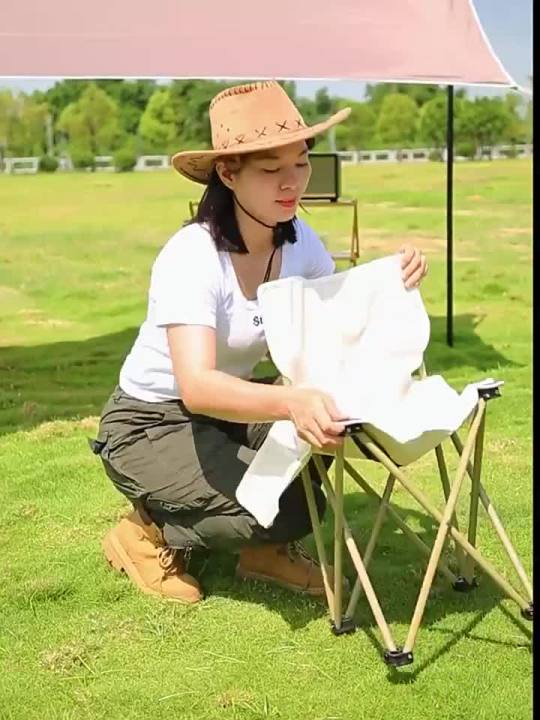 Outdoor Portable Folding Chair With Storage Bag Foldable Car Outdoor Chair Lightweight Bearing Strong Ride Comfort Camping Gear