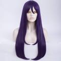 Long Straight Purple Girls Cosplay Wig with Bang Cosplay Wig High Temperature Fiber Hair Wigs Costume Party. 