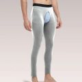 Open-crotch thermal pants men thin leggings middle-aged old long Johns autumn winter tight inner threaded pants men's cotton pan.