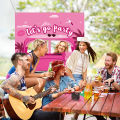 Hot Pink Girls Photo Booth Props Banner Let's Go Party Decorations Princess Doll Photo Door Banner Pink Car Face Photo Backdrop.