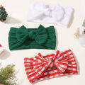 3pcs/set Baby Girls  Plaid Knot Bows Headband Set Cute Nylon Wide Turban Wraps Hair Accessories for Infants. 