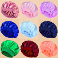 1pc Women's Solid Color Satin Wide-Brimmed Shower Cap, Suitable For Daily Use Silk Bonnet Satin Bonnet.