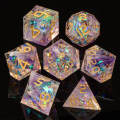 Handmade D&D Dice, Sharp Edged Resin Dice Set DND, 7pcs Polyhedral Dungeon and Dragon Dice for Role Playing D20 D12 D10 D8 D6 D4. 