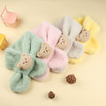 Winter Warm Plush Baby Scarf Cute Caroon Bears Boy Girl Scarves Newborn Toddler Faux Fur Children Cross Neckerchief  Baby Shawls. 