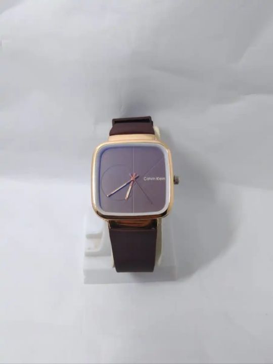 Watch for Men Brown Strap Square watch case shape for Men Slim Steel Design