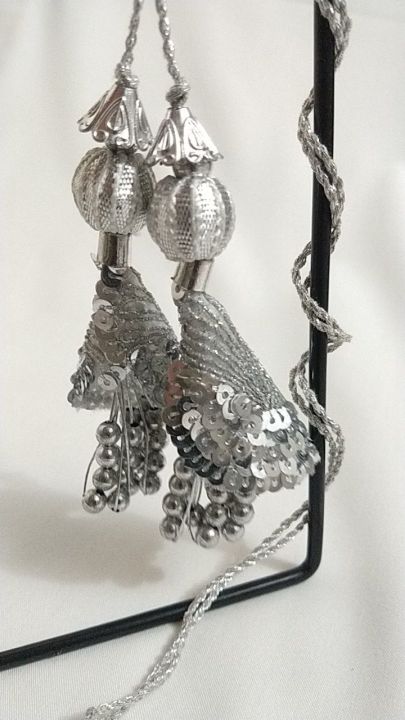 Fancy Tussle Cone shaped - Silver | For women Dupattas, stoles and dresses