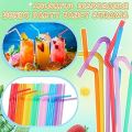 Imported Colorful Straw Extra Flexible Disposable Long Bendy Drinking Straw Multi Color 50 Pcs Packing. 