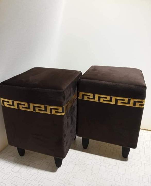 ottoman stools pair velvet stuff sofa chair stool living room bedroom stools (pack of 2)