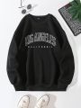 Black Los Angeles California Fleece Full Sleeves Pull Over Sweatshirt For Women. 