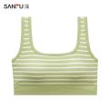 One-piece Cup Sports Vest Beautiful Back Women's Double Shoulder Stripes Tank Top Thin High-elastic. 