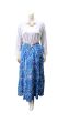 Western style fancy stitched blue printed skirt for women. 