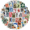 10/20/50 PCS All Different Postage Stamps Style Desc Stickers For Scrapbooking And  Journaling. 