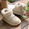 Cute Warm Ankle Boots Winter Women's Bow Warmth Plush Bow Cotton Shoes 2024 New Waterproof Down Cloth Short Barrel Snow Boots.