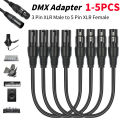 1-5PCS3 Pin XLR Male To 5 Pin XLR Female DMX Adapter 30cm XLR3M To XLR5F Adaptor Cable for Microphone DMX Stage Light Turnaround. 