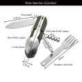 Stainless Steel 7 in 1 Camping Cutlery Set - Foldable Multifunctional Outdoor Tableware with Fork Spoon Knife for Picnic Hiking.