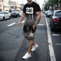 Men's T-shirt set summer fashion creative 3D printed pattern size 23 printed shorts short sleeved combination casual two-piece s.