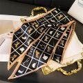 Women’s Oblique Silk Scarf, Silk-Like Double Layer Print, Versatile Neckerchief Shirt Accessory, Daily/Office Versatile. 