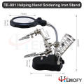 TE-801 Helping Hand Soldering Stand 4x 12x magnifying glass with 2 LED Light workbench repairing lamp Tool (Battery not include) | Hemofy |. 