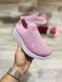 Women Pink Breathable Mesh Sneakers - Lightweight Slip On Running Shoes for Girls - Casual Sports Joggers & Walking Shoes. 