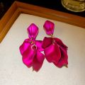 Matte Petal Tassel Earrings for Women Light Luxury Fashion Blue Drop Earring Personality All-match Jewelry Wholesale Female. 