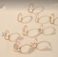 7/12 pcs ring sets for girls stylish elegant- trendy rings accessory for girls- engagment ring for couples. 