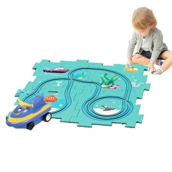 Kids Educational Puzzle Electric Rail Car DIY Assembling Toy, Track ...