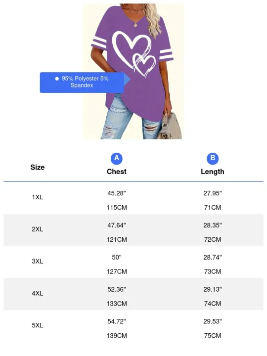 Plus%20Size%20Women%20Casual%20T-shirt%20Love%20Print%20V-Neck%20Short-Sleeved%20Top%20For%20Valentine's%20Day%20Gifts%20-%20Image%204