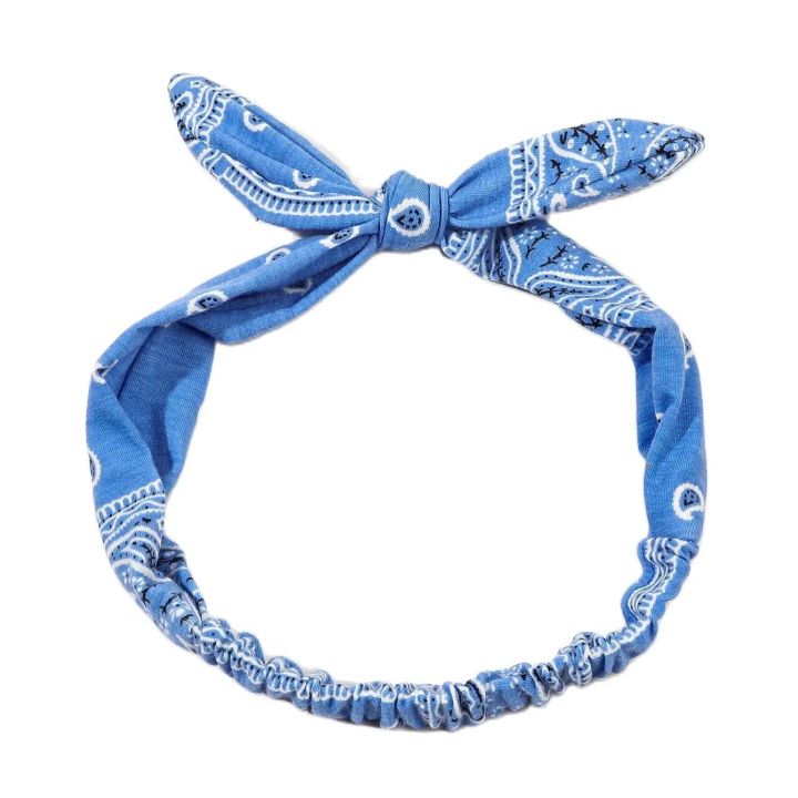 Boho Bow Headbands for Women Vintage Paisley Bandana Flower