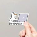 ProDucktive Themed Duck Laptop Stickers, Cute Duck & Notebook Design Glossy Vinyl Decals, Easy to Apply & Residue-Free Removable.
