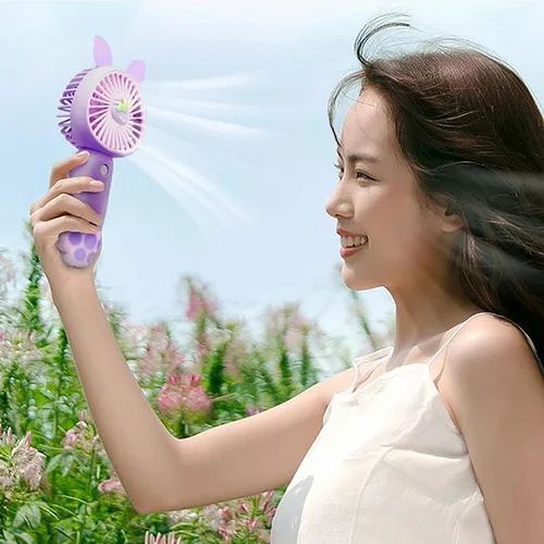 Portable Mini Electric Fan Rabbit Fox Ear USB Charging Fan Desktop Mobile Phone Holder Fan (Random Color )