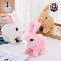 Electric Plush Rabbit / Walking Rabbit Stuffed Bunny Interactive Soft Bunny Toy Mumble Walking & Sound Baby Educational Simulation Kid - Electric Walking Rabbit Toy - 4 Different Colors - Music & Sound - Best Gift For Toys Kids & Babies. 