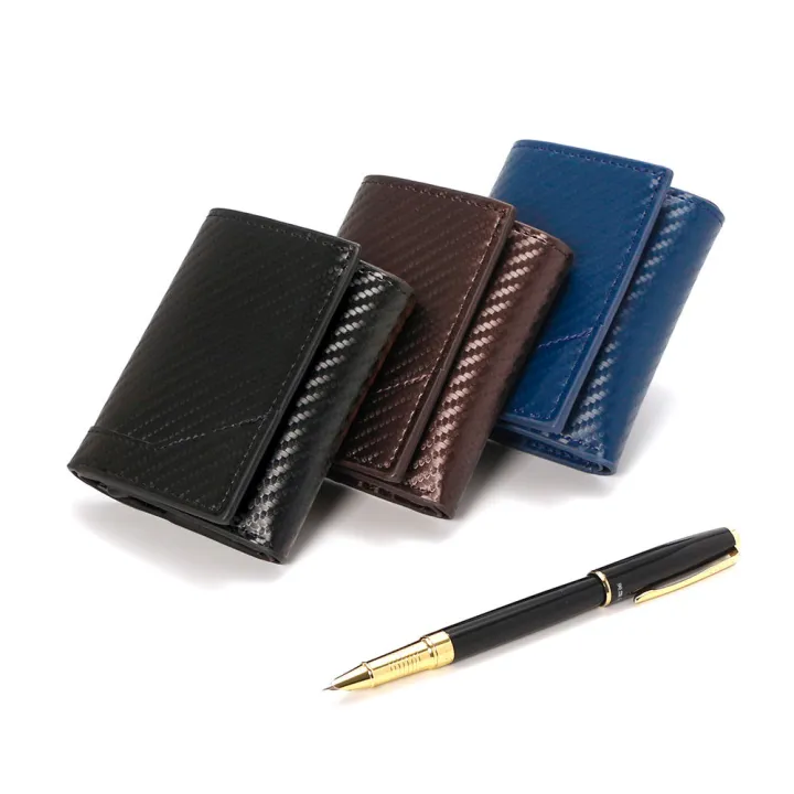 Men's%20Black%20Synthetic%20Leather%20Summer%20Wallet%20with%20Carbon%20Fiber%20Style%20and%20RFID%20Blocking%20Money%20Clip%20-%20Image%204