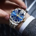 BINBOND 2521 Men’s Luxury Stainless Steel Waterproof Fashion Business Watch Luminous Dual Calendar Quartz Wrist Watch. 