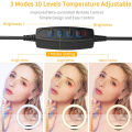 10 Inch LED Ring Light Photographic Selfie Ring Lighting with Phone Holder for Tiktok Youtube Makeup Video Live Studio Ring Lamp.
