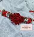 Rose Gajra with Gold Accent - High Quality, Long-Lasting Floral Hair Accessory for Bridal and Special Occasions.