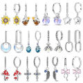 Woman Earring 925 Silver Original Eardrop Hoop Earring Sunflower Bee Bow Fashion Jewelry.