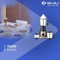 Bajaj GX-3701 750W Mixer Grinder with Nutri-Pro Feature, 3 Jars, Black. 