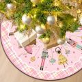 VIKAMA Christmas Tree Skirt Pink Edition, Nutcracker Holiday Party Decor, Festive Home Christmas Ornaments. 