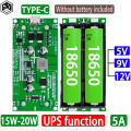 Type-C 15W 3A 18650 Lithium Battery Charger Module DC-DC Step Up Booster Fast Charge UPS Power Supply / Converter 5V 9V 12V. 